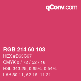 Color code: RGB 214 60 103 | qconv.com