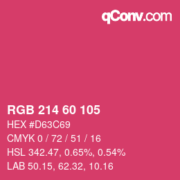 カラーコード: RGB 214 60 105 | qconv.com