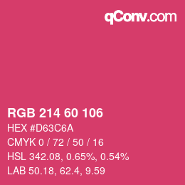 カラーコード: RGB 214 60 106 | qconv.com