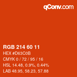 カラーコード: RGB 214 60 11 | qconv.com