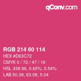 カラーコード: RGB 214 60 114 | qconv.com