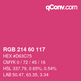 颜色代码: RGB 214 60 117 | qconv.com
