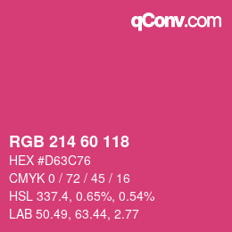 カラーコード: RGB 214 60 118 | qconv.com