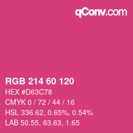 カラーコード: RGB 214 60 120 | qconv.com