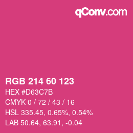 カラーコード: RGB 214 60 123 | qconv.com