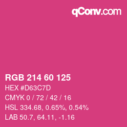 カラーコード: RGB 214 60 125 | qconv.com