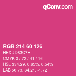 カラーコード: RGB 214 60 126 | qconv.com