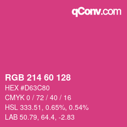 カラーコード: RGB 214 60 128 | qconv.com