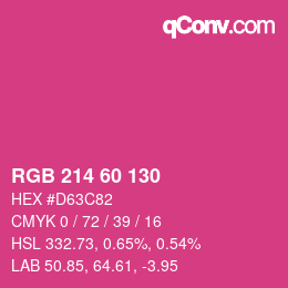 カラーコード: RGB 214 60 130 | qconv.com