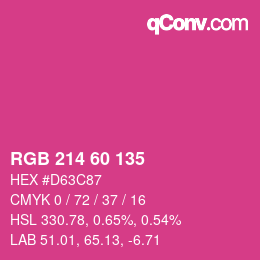 カラーコード: RGB 214 60 135 | qconv.com