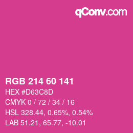 カラーコード: RGB 214 60 141 | qconv.com