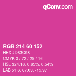 カラーコード: RGB 214 60 152 | qconv.com