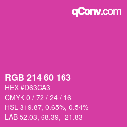 カラーコード: RGB 214 60 163 | qconv.com