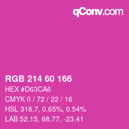 カラーコード: RGB 214 60 166 | qconv.com