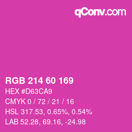 カラーコード: RGB 214 60 169 | qconv.com