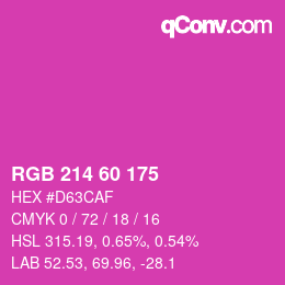 カラーコード: RGB 214 60 175 | qconv.com