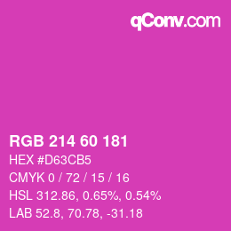 カラーコード: RGB 214 60 181 | qconv.com
