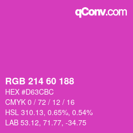 カラーコード: RGB 214 60 188 | qconv.com