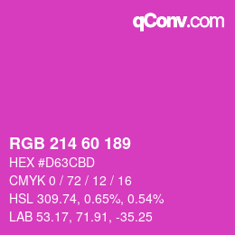 カラーコード: RGB 214 60 189 | qconv.com