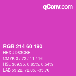 カラーコード: RGB 214 60 190 | qconv.com