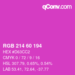 カラーコード: RGB 214 60 194 | qconv.com