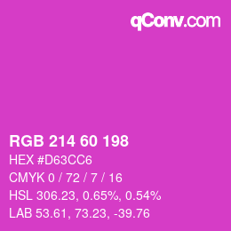 カラーコード: RGB 214 60 198 | qconv.com