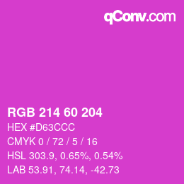 カラーコード: RGB 214 60 204 | qconv.com