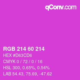 カラーコード: RGB 214 60 214 | qconv.com