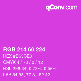 カラーコード: RGB 214 60 224 | qconv.com