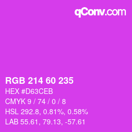 カラーコード: RGB 214 60 235 | qconv.com
