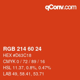 カラーコード: RGB 214 60 24 | qconv.com