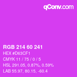 カラーコード: RGB 214 60 241 | qconv.com
