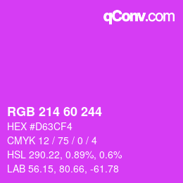 カラーコード: RGB 214 60 244 | qconv.com