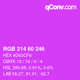 カラーコード: RGB 214 60 246 | qconv.com