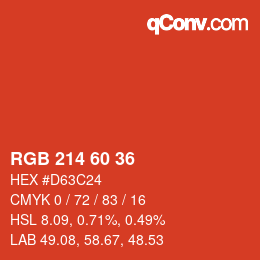 颜色代码: RGB 214 60 36 | qconv.com