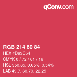 カラーコード: RGB 214 60 84 | qconv.com