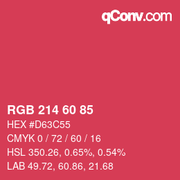 カラーコード: RGB 214 60 85 | qconv.com