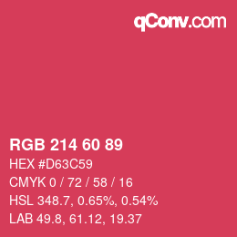 カラーコード: RGB 214 60 89 | qconv.com