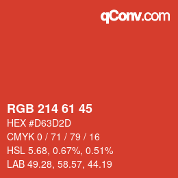 Color code: RGB 214 61 45 | qconv.com