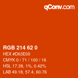 Color code: RGB 214 62 0 | qconv.com