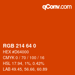 Color code: RGB 214 64 0 | qconv.com