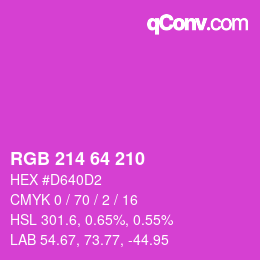 カラーコード: RGB 214 64 210 | qconv.com