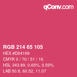 カラーコード: RGB 214 65 105 | qconv.com