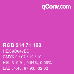 カラーコード: RGB 214 71 188 | qconv.com