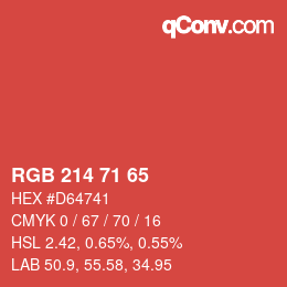 Color code: RGB 214 71 65 | qconv.com
