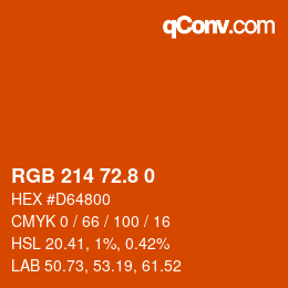 カラーコード: RGB 214 72.8 0 | qconv.com