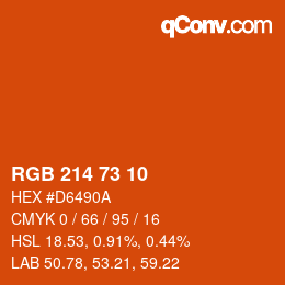 カラーコード: RGB 214 73 10 | qconv.com