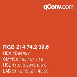 カラーコード: RGB 214 74.2 39.6 | qconv.com