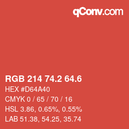 カラーコード: RGB 214 74.2 64.6 | qconv.com
