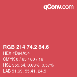 カラーコード: RGB 214 74.2 84.6 | qconv.com
